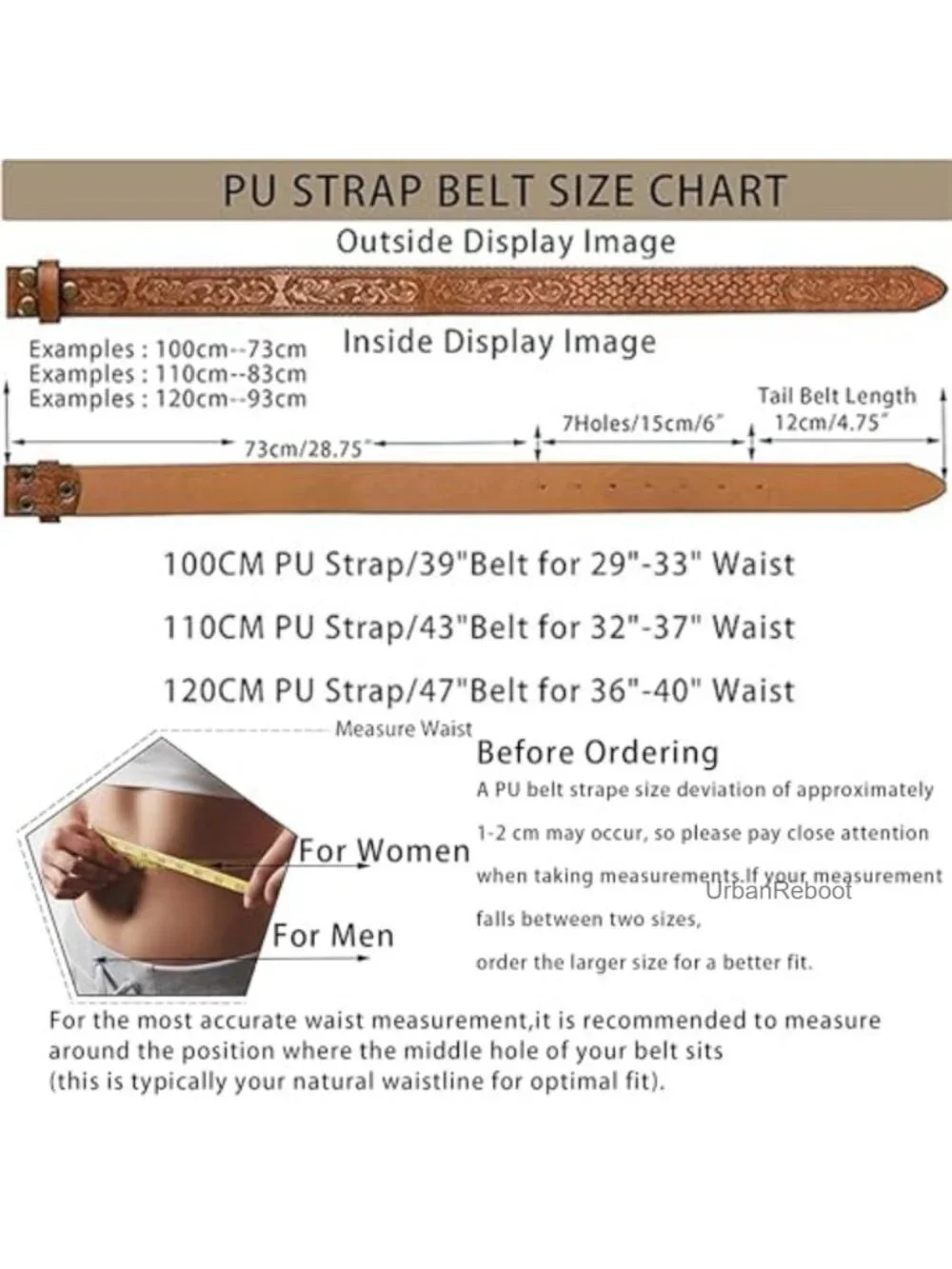 Retro Western PU-Leather Belt Strap Without Buckle 1.5